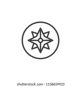 Wind rose outline icon. linear style sign for mobile concept and web design. Rose compass simple line vector icon. Symbol, logo illustration. Pixel perfect vector graphics