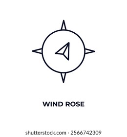 wind rose outline icon. Linear vector from nautical concept. Thin line wind rose icon isolated on white background