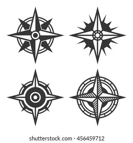 Wind Rose Retro Style Set. Vector