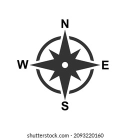 Wind rose and rhumb. Nautical compass with cardinal directions vector sign of navigation charts black on white background isolated