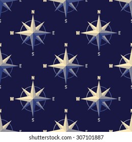 Wind rose seamless pattern. Retro marine background