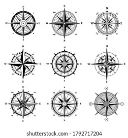 Isolated Vintage Old Compass Rose Icons Stock Vector (Royalty Free ...