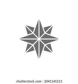 Wind rose, sides of the world, compass, direction, navigation grey icon.