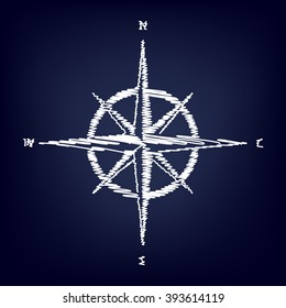 Wind rose sign. Flat style icon
