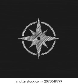 Wind Rose Schild Sketch Vektorsymbol. Navigationskonzept