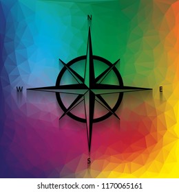 Wind rose sign. Vector. Flat style black icon on white.