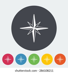 Wind rose. Single flat icon on the circle button. Vector illustration.