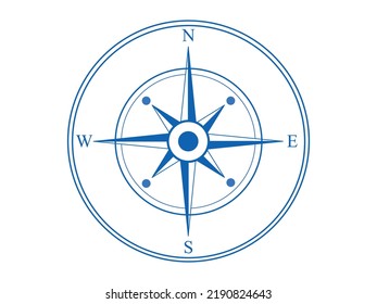 Wind Rose. Vector compass on an isolated background. Direction North, West, South, East. Vector symbol.
