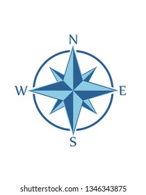 Wind Rose vector icon in blue color