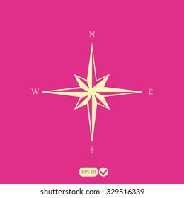 Wind rose vector icon,Pictograph of compass