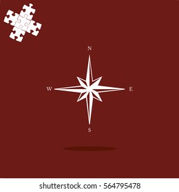 Wind rose vector icon,Pictograph of compass