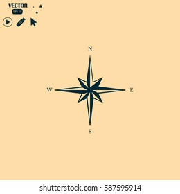 Wind rose vector icon,Pictograph of compass