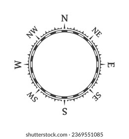 Wind rose vector illustration. Nautical compass icon isolated on white background. Design element for marine theme and heraldry. EPS 10.