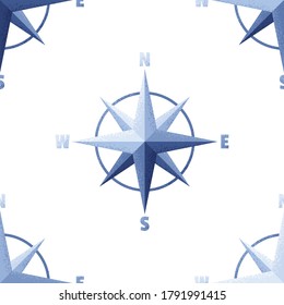 Wind rose vintage seamless pattern. Retro vector marine endless background