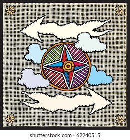 wind rose woodcut
