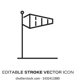 Wind sack line icon. Outline symbol of wind and storm. Editable stroke flat vector illustration.