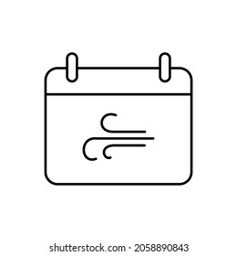 wind season calendar line icon vector design, editable stroke line icon