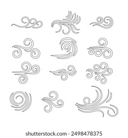 Vector de diseño de contorno de logotipo de icono de conjunto de viento aislado fondo blanco