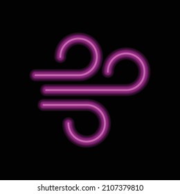 Wind simple icon. Flat desing. Purple neon on black background.ai
