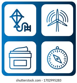 wind simple icons set. Contains such icons as Kite, Wind turbine, Moisturizing, Compass, can be used for web, mobile and logo