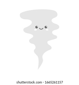 Wind is smiling. Cute cartoon character. Kawaii tornado. Vector illustration