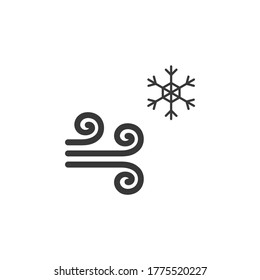 Wind and snow. Icon. Cold weather glyph vector illustration