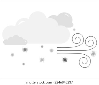 Wind snow snowstorm blizzard vector icon. Meteorology sign. Graph symbol for weather web site and apps design, logo, app, UI