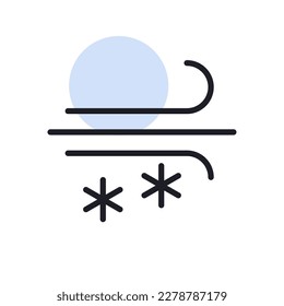 Wind snow snowstorm vector icon. Meteorology sign. Graph symbol for travel, tourism and weather web site and apps design, logo, app, UI