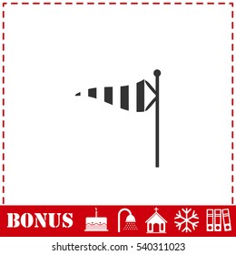 Wind sock icon flat. Simple vector symbol and bonus icon