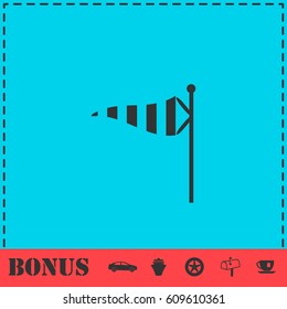 Wind sock icon flat. Simple vector symbol and bonus icon