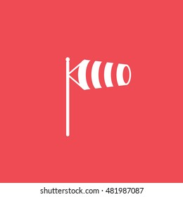 Wind Speed Flag Flat Icon On Red Background