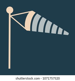 Wind Speed Flag Line Icon On color Background in flat style with shadow