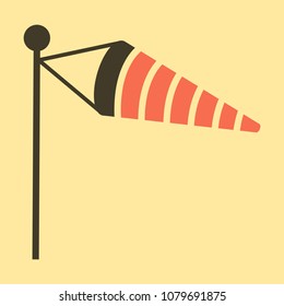 Wind Speed Flag Line Icon On color Background in flat style with shadow
