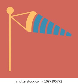 Wind Speed Flag Line Icon On color Background in flat style with shadow