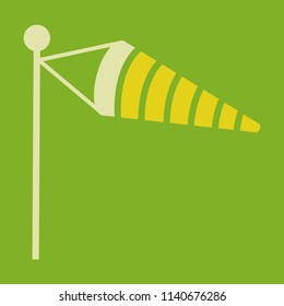 Wind Speed Flag Line Icon On color Background in flat style with shadow