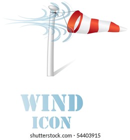 Wind speed flag on a pole icon vector isolated on white