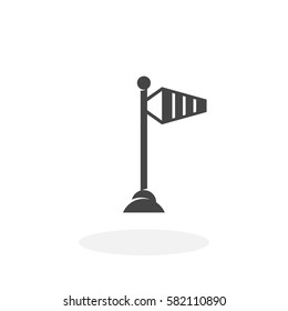 Wind speed flag on a pole icon isolated on white background. Windsock vector logo. Flat design style. Modern vector pictogram for web graphics - stock vector