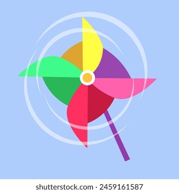 Wind spinner. Children toy for playing with wind. Isolated vector illustration.  svg