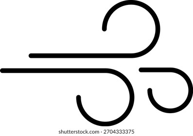 Wind stroke outline icon isolated on transparent background flat vector illustration. Air sign icon. Pixel perfect. Hand drawn Wind icon set. Blowing wind outline icons. 