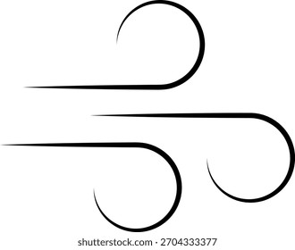 Wind stroke outline icon isolated on transparent background flat vector illustration. Air sign icon. Pixel perfect. Hand drawn Wind icon set. Blowing wind outline icons. 