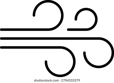Wind stroke outline icon isolated on transparent background flat vector illustration. Air sign icon. Pixel perfect. Hand drawn Wind icon set. Blowing wind outline icons. 
