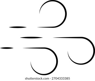 Wind stroke outline icon isolated on transparent background flat vector illustration. Air sign icon. Pixel perfect. Hand drawn Wind icon set. Blowing wind outline icons. 