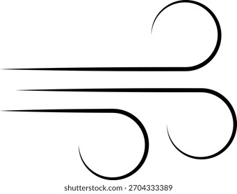 Wind stroke outline icon isolated on transparent background flat vector illustration. Air sign icon. Pixel perfect. Hand drawn Wind icon set. Blowing wind outline icons. 