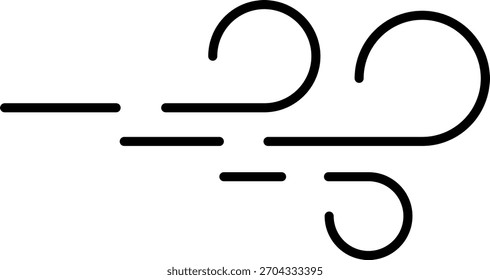 Wind stroke outline icon isolated on transparent background flat vector illustration. Air sign icon. Pixel perfect. Hand drawn Wind icon set. Blowing wind outline icons. 