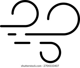 Wind stroke outline icon isolated on transparent background flat vector illustration. Air sign icon. Pixel perfect. Hand drawn Wind icon set. Blowing wind outline icons. 