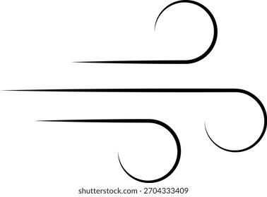 Wind stroke outline icon isolated on transparent background flat vector illustration. Air sign icon. Pixel perfect. Hand drawn Wind icon set. Blowing wind outline icons. 