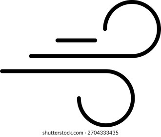 Wind stroke outline icon isolated on transparent background flat vector illustration. Air sign icon. Pixel perfect. Hand drawn Wind icon set. Blowing wind outline icons. 