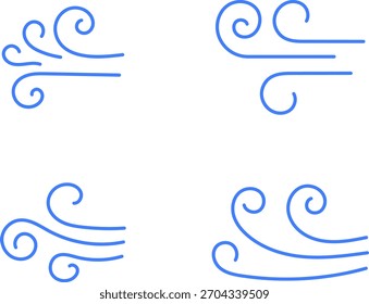 Wind stroke outline icon isolated on transparent background flat vector illustration. Air sign icon. Pixel perfect. Hand drawn Wind icon set. Blowing wind outline icons. 