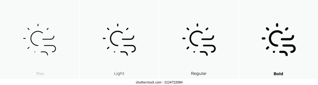 wind sun icon. Thin, Light Regular And Bold style design isolated on white background