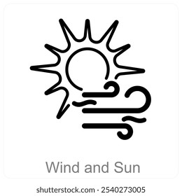 Concepto de icono de viento y sol y naturaleza
